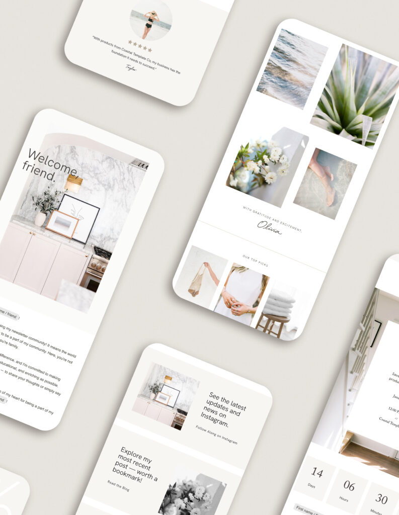 Flodesk Newsletter Templates: Laguna Collection | Coastal Template Co.